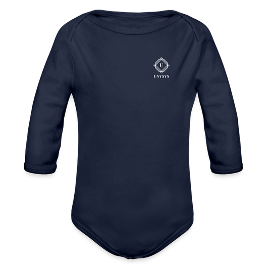 Organic Long Sleeve Baby Bodysuit Unysys - dark navy